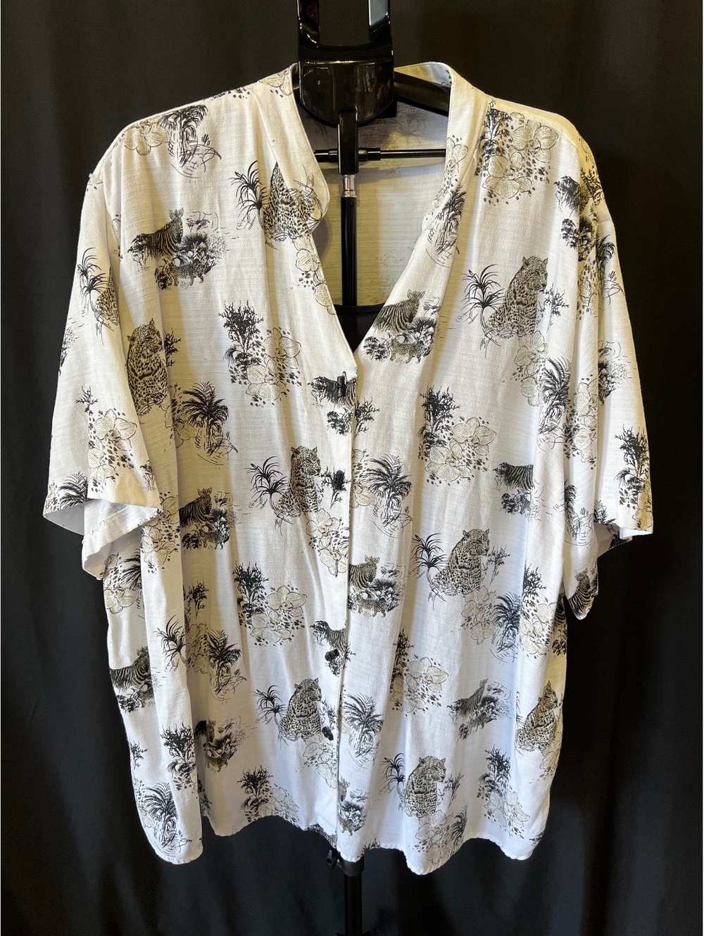 Maggie Barnes 6X 38/40 Safari Animal Print Blouse Kimono Top Leopard Tiger